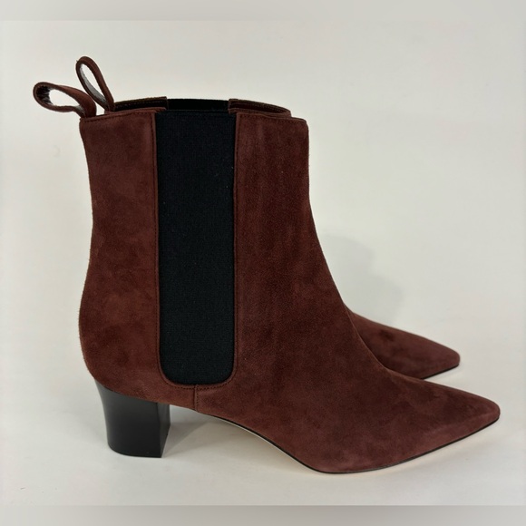 Manolo Blahnik Tiraba Point Toe Suede Booties Terracotta Women’s Ankle Boots